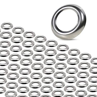 Imagem de MADCATZ Pacote com 50 304 pequena tampa redonda de aço inoxidável cromado para mini lâmpadas LED de 3/4" de polegada marcadores laterais de montagem em superfície de luzes de acabamento anéis 304 anéis
