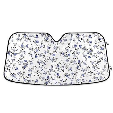 Imagem de Guarda-sol floral pequeno para para-brisa de carro, protetor solar de carro, proteção UV dobrável para janela de carro, escudo térmico para carro, caminhão, SUV, mantenha fresco