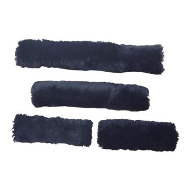 Imagem de simhoa Conjunto de 4 de cabresto de pelúcia para cavalos, equipamento equestre, respiráveis ​​de substituição para transporte em reboque e, Preto