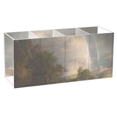 Imagem de TSENQUE Aegean Sea Frederic Edwin Church Porta-lápis de mesa fofo com estampa de animal suporte de lápis de acrílico organizador de canetas