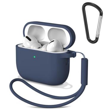 Imagem de Meliya Capa para AirPods Pro 3 2025 com cordão e chaveiro, capa protetora de silicone macio para Apple AirPods Pro 3ª geração, proteção total, suporta carregamento sem fio, meia-noite