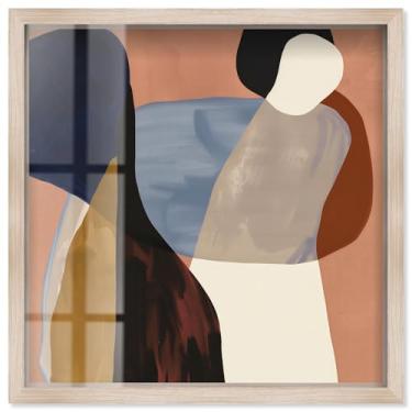 Imagem de Ochre Overlap I Shadowbox Print Modern Boho Wall Art por Art Remedy, moldura loira, 33 x 33