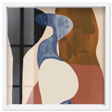 Imagem de Ochre Overlap II Shadowbox Print Modern Boho Wall Art por Art Remedy, moldura branca, 17 x 17