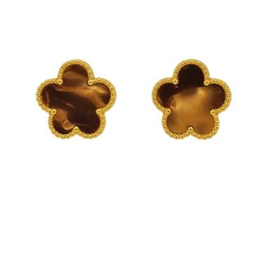 Imagem de Brincos femininos de trevo - brincos da sorte de aço inoxidável banhados a ouro 18 quilates - antimanchas - hipoalergênicos - à prova d'água, Medium, Aço inoxidável, Sem pedra preciosa