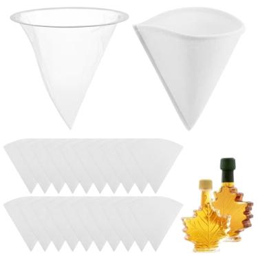 Imagem de Conjunto de 22 filtros de xarope de bordo de 1 litro inclui 1 filtro de ebulição resistente e 10 peças de pré-filtros de xarope de tecido não tecido coador de cone para cozinha, restaurante, café