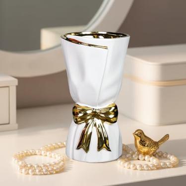Imagem de Wancetang Vaso de laço branco - vasos de cerâmica modernos, decoração de casa, vaso minimalista de 25 cm para casamento, sala de jantar, decoração de cozinha, mesa de dia dos namorados, estante, sala