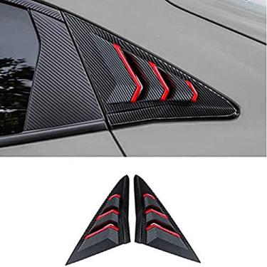 Imagem de Boltry Persianas de janela traseira com impressão de fibra de carbono ABS para saída de ar para Honda Civic Hatchback Type R 2016 2017 2018 2019 2020 2021 (vermelho + fibra de carbono)