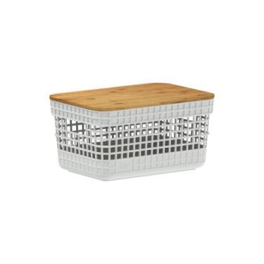 Imagem de Cesto Organizador com Tampa de Bambu (2,5 Litros) Off White - Ou, Off 