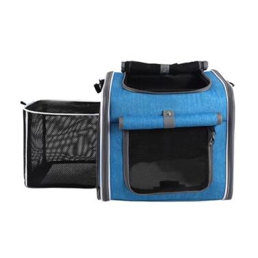 Imagem de Luocute Cesta de Bicicleta para Cães, Mochila Expansível para Transporte de Animais de Estimação Com Lados Macios Com Suporte para Guiador de Liberação Rápida e 4 Janelas de Malha, para (Azul)