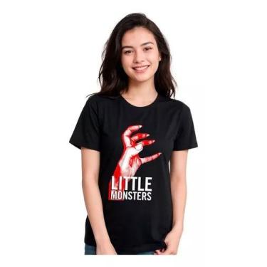 Imagem de Camiseta Feminina Babylook Lady Gaga Little Monsters, P, Preto