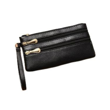 Imagem de Bolsa de moedas, bolsas de mão para mulheres, carteira de pulso, carteira pequena, bolsas de mão, bolsas de mão com zíper para presentes femininos, Preto, Carteira simples e moderna