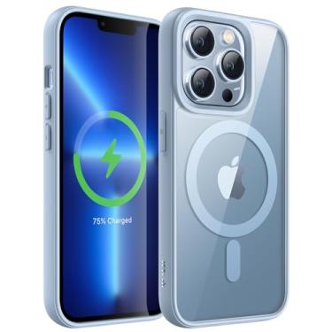 Imagem de JETech Capa Magnética para iPhone 13 Pro Max 6,7 Polegadas Compatível com MagSafe, Case Protetora, Moldura de TPU Fosco, Capinha Parte Traseira Transparente Antiarranhões (Azul Sierra)