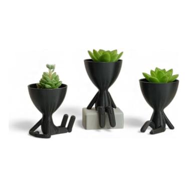 Imagem de Mini Vasinho Plantas Cactus Suculentas Decoração De Casa Vaso De Plásico(Preto)