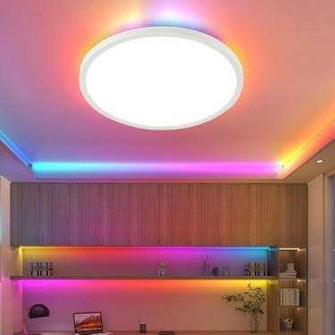 Imagem de Luminária Led Inteligente wifi, Ajuste de Luz Tricolor de 24 W, Retroiluminação RGB com Iluminação Multicolorida, Luminaria Inteligente de Led para Quartos, Apartamentos, Salas de Estar e Festas