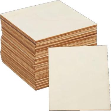 Imagem de YDJIANCAI 20 peças de madeira natural quadrada em branco inacabada, para artesanato, pinturas, azulejos de rabisco, mini edifício de casa, porta-copos, gravação, decoração de casa (tamanho: 22 cm)