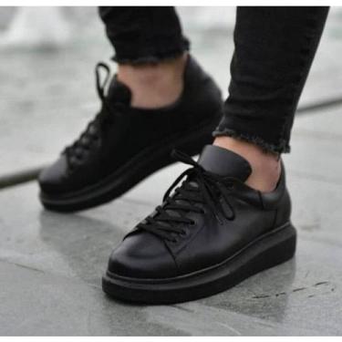 Imagem de Tenis Masculino Calçado Casual Sneaker Branco Preto Sola Alta fique At