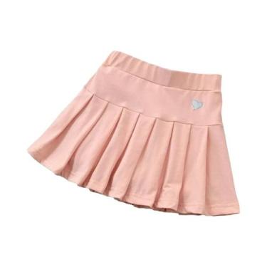 Imagem de Saia Plissada Com Coração Bordado Para Meninas, Calças De Segurança Em