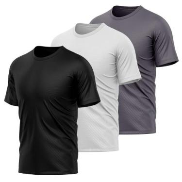 Imagem de Kit 3 Camisetas Masculina Dry Manga Curta Proteção UV Sport Basica Aca