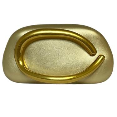 Imagem de Bolsa clutch de acrílico feminina clássica redonda para noite bolsa vintage de metal para guidão para festa de casamento e formatura., Couro sintético dourado