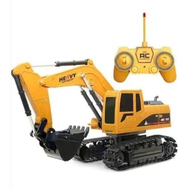 Imagem de Brinquedo Trator Escavadeira Controle Remoto 4x4 Bateria Recarregável 