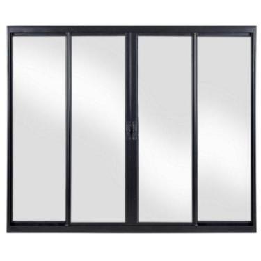 Imagem de Janela Para sala/Cozinha 4 Folhas 1,00x1,00 Alumínio Preto S/g - ALLO 