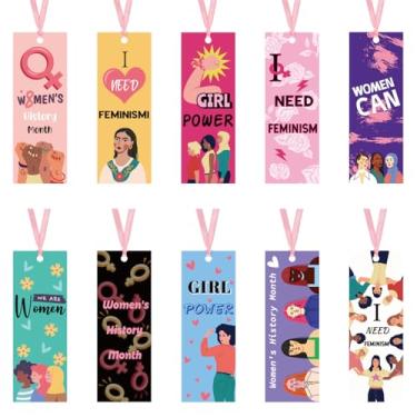 Imagem de 100 marcadores femininos do mês da história, designs fortalecedores de dupla face, marcadores de papel multicoloridos, artigos de papelaria para escritório e escola