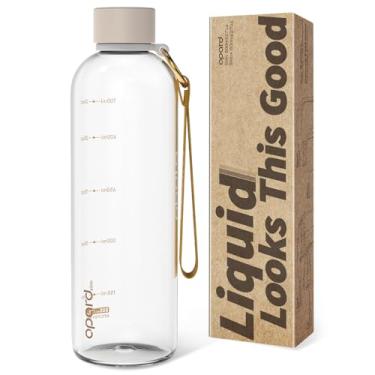 Imagem de Opard Garrafa de água fina de 765 g, lavável na lava-louças, garrafa de água de plástico livre de BPA, tampa de rosca à prova de vazamento, creme transparente, reutilizável para viagens, escola