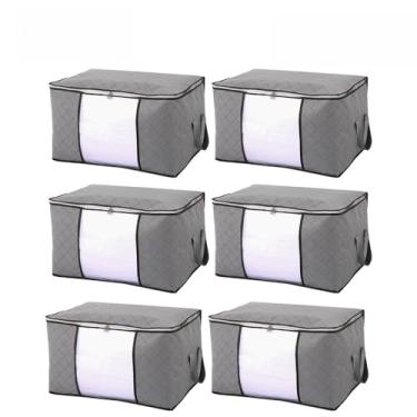 Imagem de Caixa Saco Organizador Grande Edredom Cobertor Casaco Guarda(6PCS-84L-Cinza)
