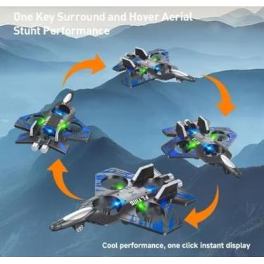 Imagem de Avião de Controle Remoto com 4 Motores, Infantil, Recarregável, Isopor, Preto, com Luzes LED e Performance de Acrobacias