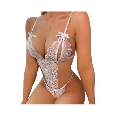 Imagem de Camisola De Noite Sexy Em Renda Transparente Com Sutiã Aberto Para Mul