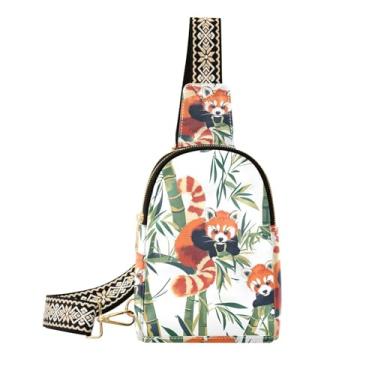 Imagem de CEBUGI Red Pandas pequena bolsa tiracolo feminina de couro, pochete transversal para trilhas, viagens ao ar livre