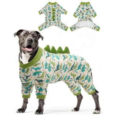 Imagem de CuteBone Pijama de fantasia de dinossauro para cães, casaco de dormir de veludo de cristal de elastano elástico para cães pequenos, roupas macias e quentes para o clima frio, pulôver aconchegante