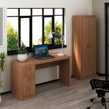 Imagem de Conjunto de Escritório com Mesa Reta com 3 Gavetas e Armário com 2 Por