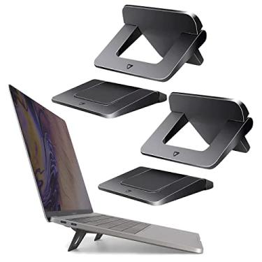 Imagem de 2 Pares de Suporte para Teclado Laptop Mesa Riser Portátil Compatível com MacBook Air Pro XPS HP Ângulo Visão Ergonômico 15 Estrutura Triangular Estável ABS Evita Sobreaquecimento Alivia Dor no Pescoç