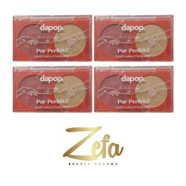 Imagem de Kit 04 Paleta Duo Blush Matte E Iluminador Cor B - Dapop