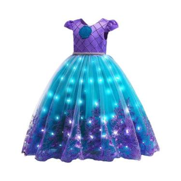 Imagem de Vestido LED Para Meninas Com Luzes Roxo E Verde Fantasia Infantil Para