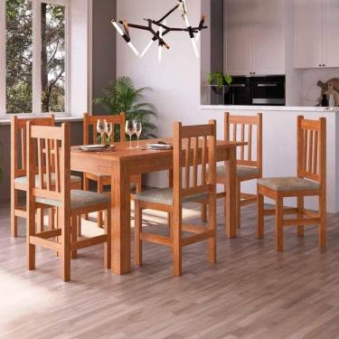 Imagem de Conjunto Mesa de Jantar e 6 Cadeiras Zamarchi, Canela