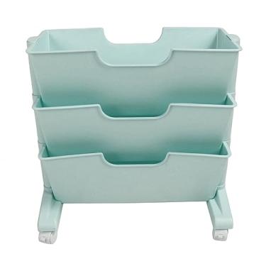 Imagem de Estante móvel de 3 camadas Estante móvel giratória Prateleira de armazenamento removível para dormitório de quarto Plástico PP PS Material 40,4 x 39,4 x 20,5 cm (Azul)