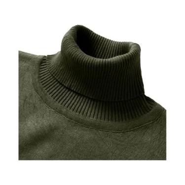 Imagem de Suéter Masculino De Tricô Gola Alta Outono Inverno Quente Vintage Leve