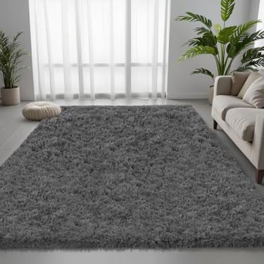 Imagem de Tapete de área de 12 x 18 cm para sala de estar, tapetes felpudos ultra macios para quarto, tapete de pelúcia grande antiderrapante para berçário, crianças, escritório, dormitório, decoração moderna