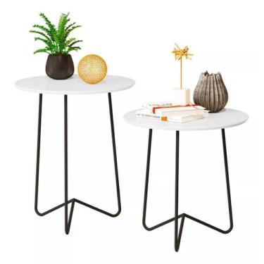 Imagem de Conjunto Mesas Laterais Roma 60-50 - Industrial Branca - Toc Casa