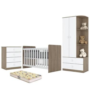 Imagem de Dormitório Infantil Labirinto com Guarda Roupa, Cômoda, Berço Rústico/