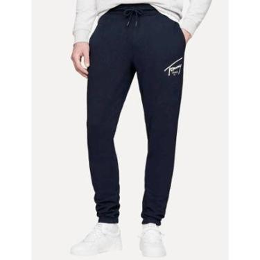 Imagem de Calça Tommy Jeans Masculina Moletom Entry Signature Graphic Azul Marinho-Masculino