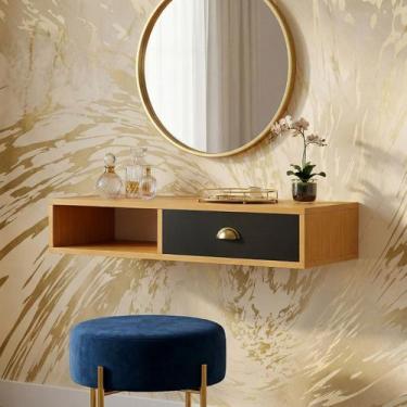 Imagem de Penteadeira Suspensa Áustria com Gaveta e Nichos Cor:Nature/Preto - Na