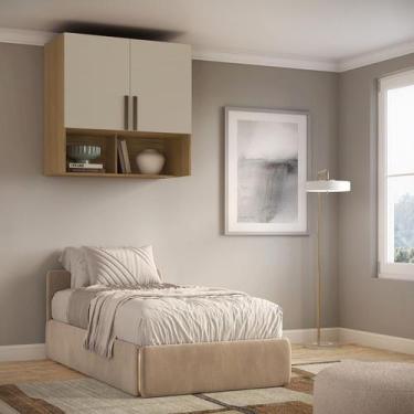 Imagem de Módulo Aéreo para Cama de Solteiro MDF Altezza Trend Belmax, Freijó/Of