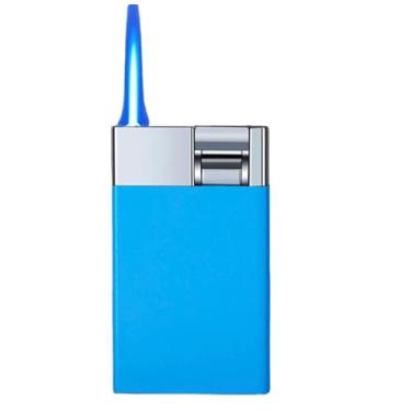 Imagem de NIVEK Isqueiro de maçarico alavanca de ignição bolso para cigarros masculino isqueiro a jato recarregável suave butano design clássico com caixa de presente charuto turbo elegante (azul)