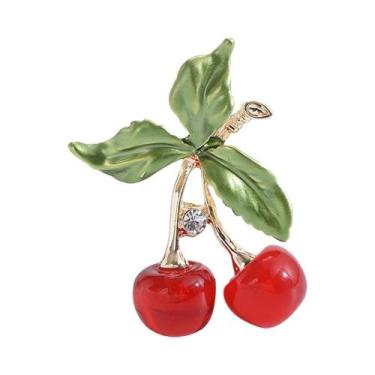 Imagem de Broches De Cereja Com Strass Unissex Para Mulheres, Pins De Frutas Em 