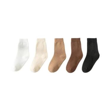 Imagem de Meias Térmicas Infantis Forradas Com Lã, 5 Pares, Quentes De Inverno, 