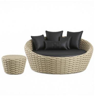 Imagem de Puff E Chaise Monique Tricô Náutico Jardim Piscina área Rami