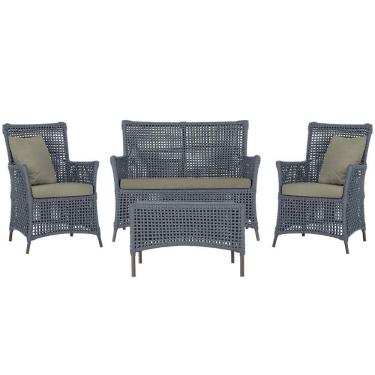 Imagem de Jogo Sofá 2 Poltronas E Mesa Igapó Marrom E8 Trama Original Prata